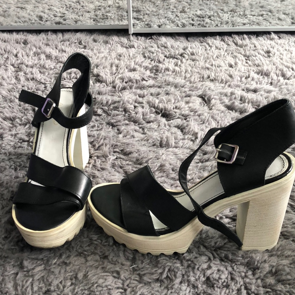 ALDO Black & White Sandals Heels